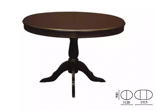 Раздвижной круглый стол «Эдельвейс Б», овал большой, на ноге-тумбе. Габариты 1120 (1520) мм х 900 мм х 750 мм