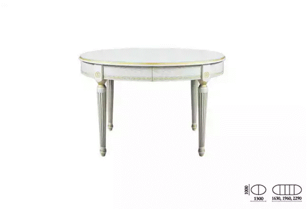 Круглый раздвижной стол-траесформер «Лекс 1», большой овал, белого цвета. Размер 1300 (1630) (1960) (2290) мм х 1000 мм х 780 мм